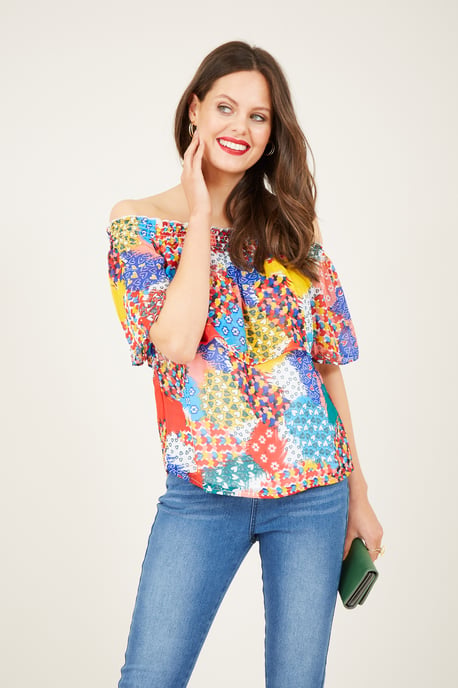 Heart Printed Bardot Top