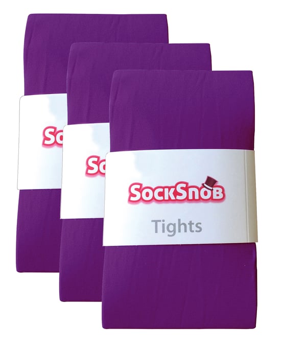 3 Paar Multipack Damen farbige undurchsichtige 80 Denier Strumpfhosen | Sock Snob | einfarbige Blockfarbe Strumpfhosen - Imperial Purple - Image 2