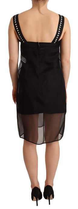 Dolce & Gabbana Damen Schwarzes Seiden-Stretch-Crystal-Minikleid - Image 3