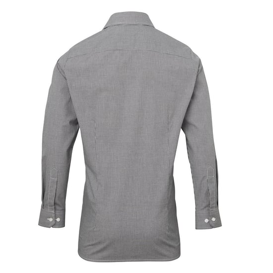 Premier Herren Gingham-Langarmhemd (Schwarz/Weiß) - Image 2