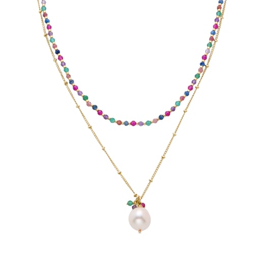 Luxenter weißer Perlencollier aus 18K Gelbgold - Zain - Image 1