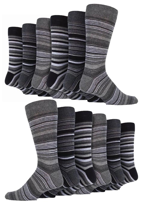 12 Paar Multipack Herren Baumwolle bunt gestreiften Kleid Socken | Socken Snob | gemusterten Business Casual Dress Socken - Buenos Aires - Image 1