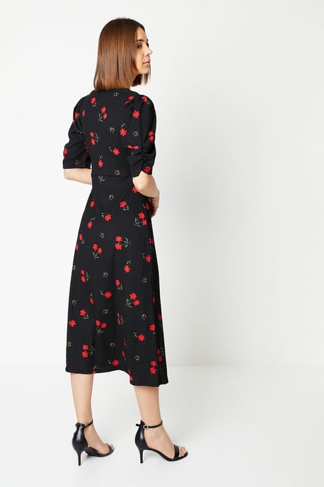 Floral Seamed Midi Dress
