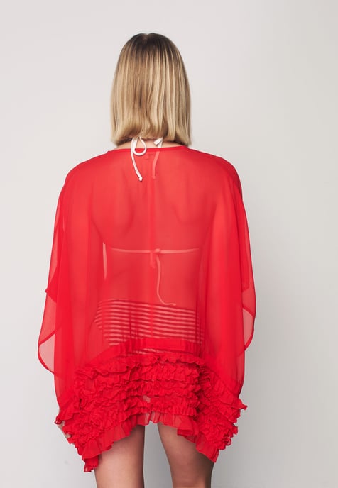 Herita Kimono mit Rüschen - Rot - Image 6