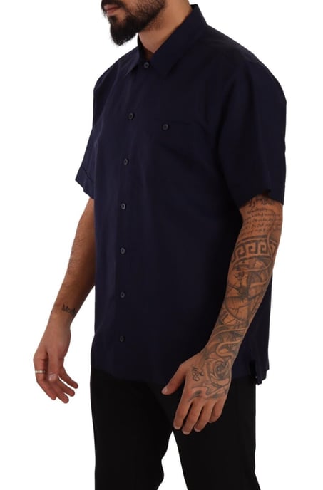 Dolce & Gabbana Herren Navy-Blau Kurzarmhemd mit Knopfleiste - Image 2