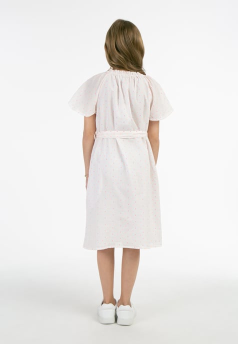 Mymo Kleid Mädchen Weiss Pinkorange Punkte - Image 3