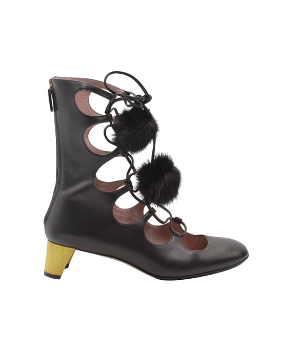 Gucci Heloise Schnür Gladiator Stiefel aus schwarzem Leder - Image 1