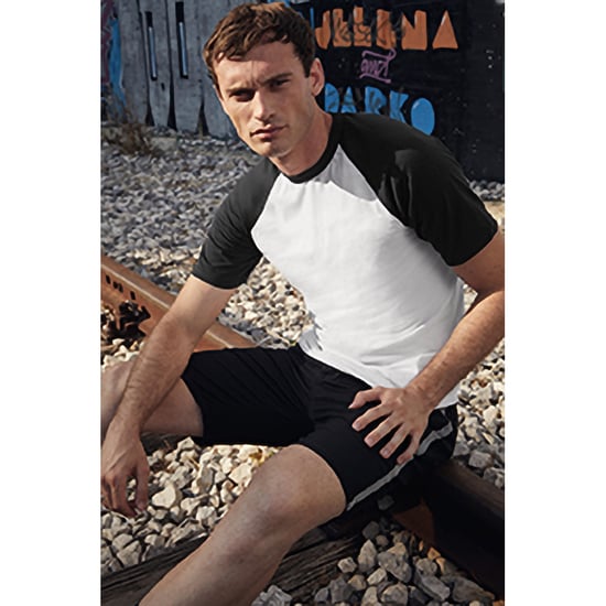 Fruit Of The Loom Herren Kurzarm Baseball T-Shirt (Weiß/Schwarz) - Image 3