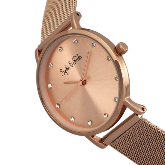 Sophie & Freda Savannah Mesh Bracelet Watch w/Swarovski Crystals