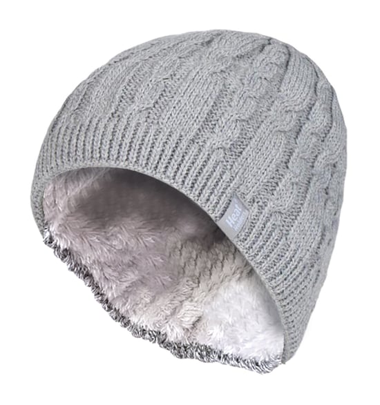 Damen gerippt Kabel stricken Fleece gefüttert Thermal gestrickt Beanie Hut - Image 1