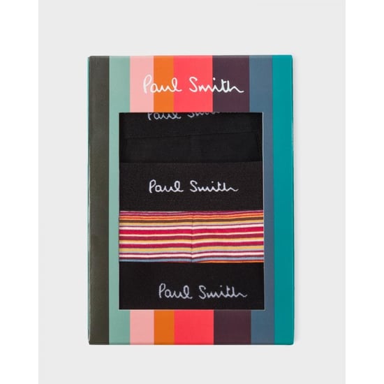 Paul Smith Mens Organic-Cotton Black/Mixed Stripe Boxer Briefs Three Pack