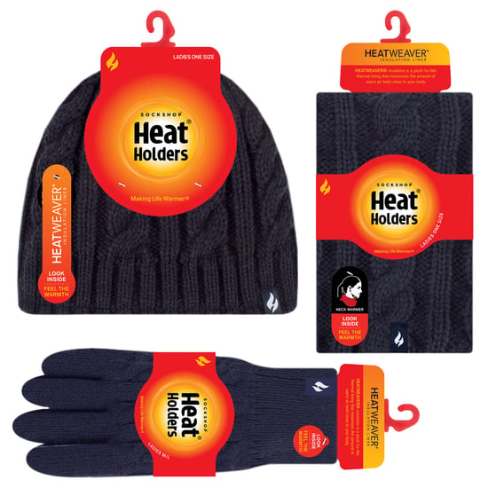 Heat Holders - Womens Thermal Winter Fleece Mütze, Halswärmer und Konverter Handschuhe Set - Navy - Image 2