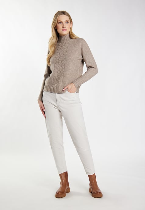 Dreimaster Strickpullover Damen Schlamm Melange - Image 2