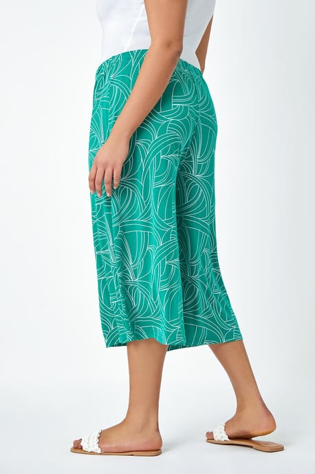 Curve Abstract Swirl Stretch Cropped Culottes