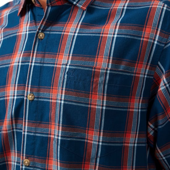 Craghoppers Mens Rafie Checked Shirt (Poseidon Blue/Orange)