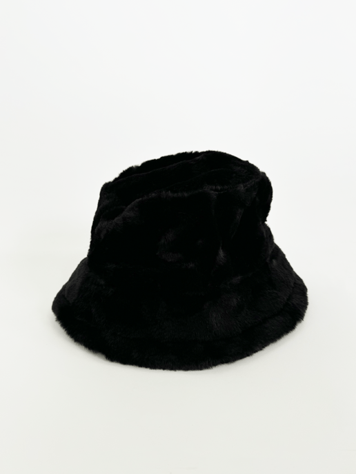 Soft Plush Black Bucket Hat