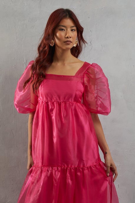 Organza Square Neck Midaxi Dress