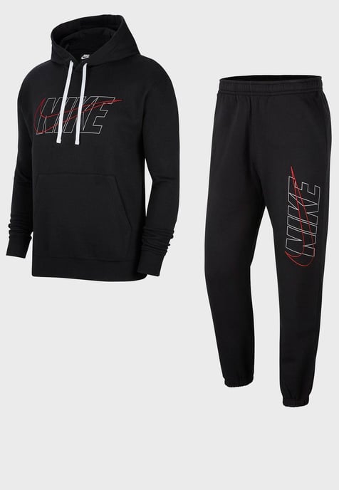 Nike Herren-Club-Trainingsanzug-Set in Schwarz - Image 3