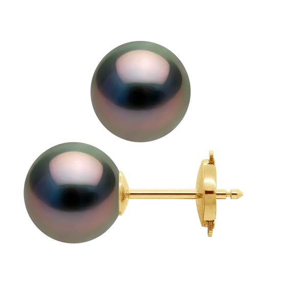 DIADEMA - Earrings - Yellow Gold and Real Tahitian Pearls