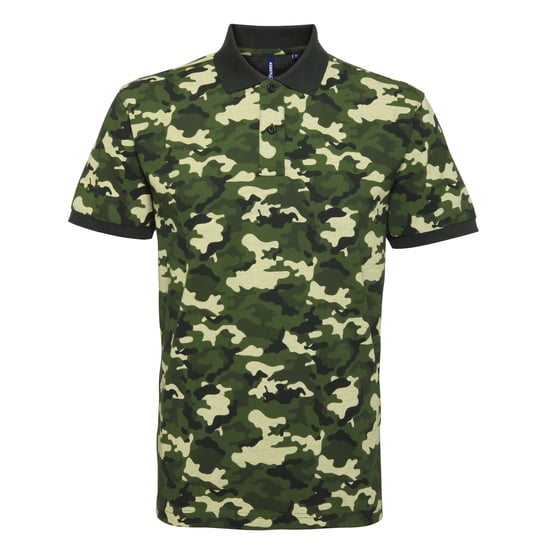 Asquith & Fox Herren Kurzarm-Poloshirt mit Tarnmuster (Tarngrün) - Image 1