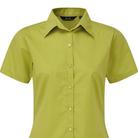 Premier Damen Kurzarm Popeline Bluse / Arbeitshemd (Limette) - Image 2
