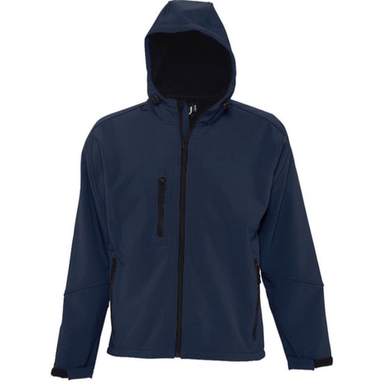 SOLS Mens Replay Hooded Soft Shell Jacket (atmungsaktiv, winddicht und wasserabweisend) (French Navy) - Image 1