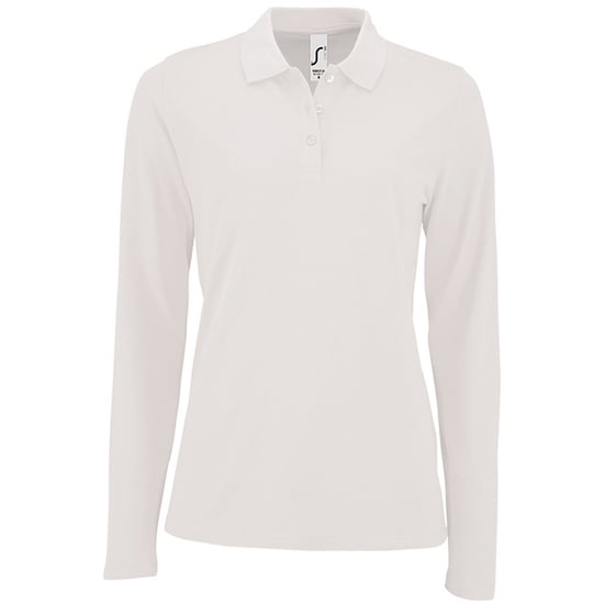 SOLS Womens/Ladies Perfect Langarm-Pique-Poloshirt (Weiß) - Image 1