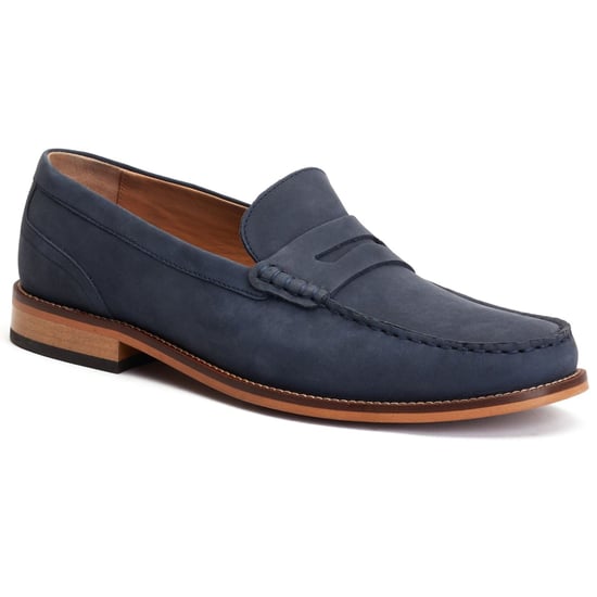 Base London Garfield Herren Mokassins aus Leder in Marineblau - Image 1