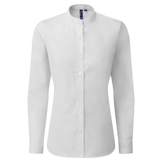 Premier Womens/Ladies Grandad Collar Formal Shirt (Weiß) - Image 1
