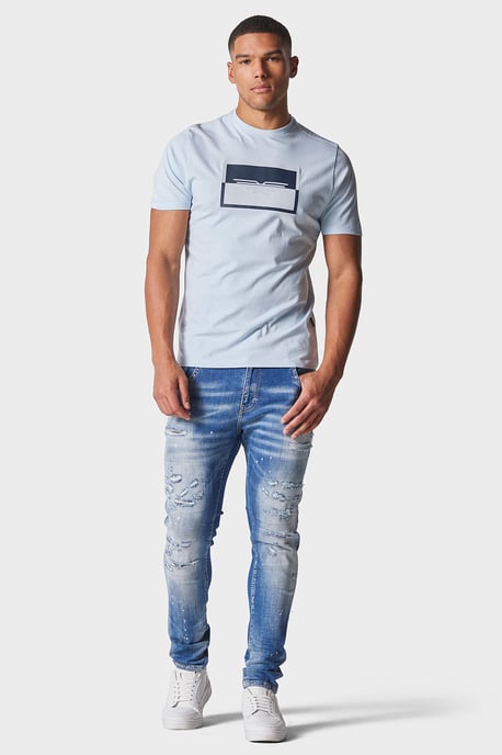 Oates Ice Blue Slim Fit T-Shirt