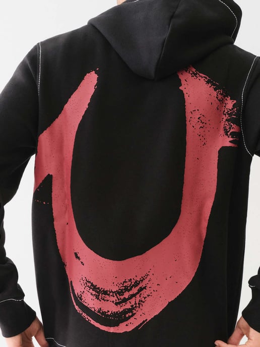 Big T Overt Painted Horseshoe Zip Up in Black
