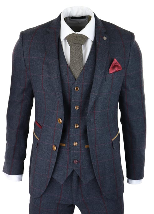 Herren Hahnentritt Tweed Anzug 3-teilig Marineblau Peaky Blinders 1920er Jahre Maßgeschneiderte Passform - Image 1