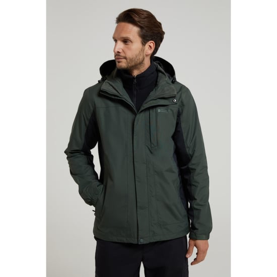 Mountain Warehouse Herren Thunderstorm 3-in-1 wasserdichte Jacke (Khaki) - Image 1