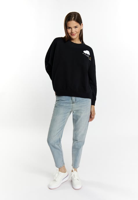 Mymo Sweatshirt mit Rundhalsausschnitt Damen schwarz - Image 2