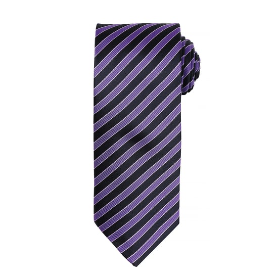 Premier Mens Double Stripe Pattern Formal Business Tie (Rich Violet/Schwarz) - Image 1
