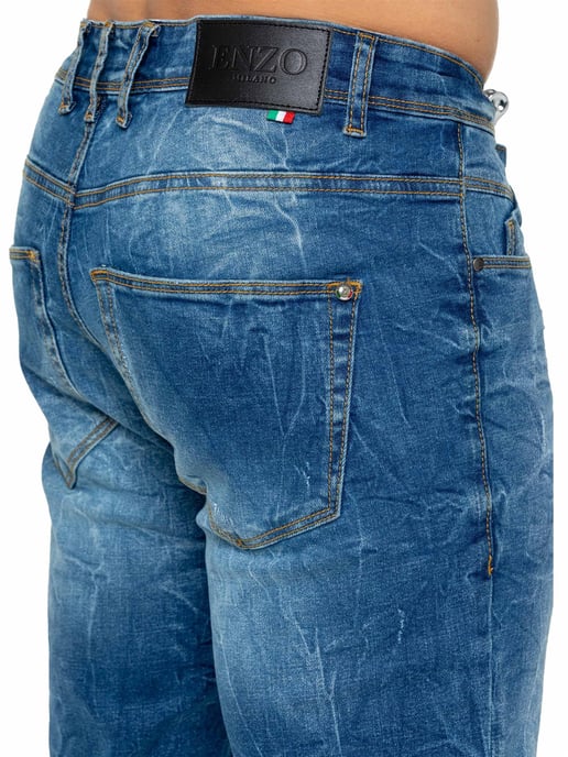 Enzo | Herren Ripped Denim Jeans - Image 4