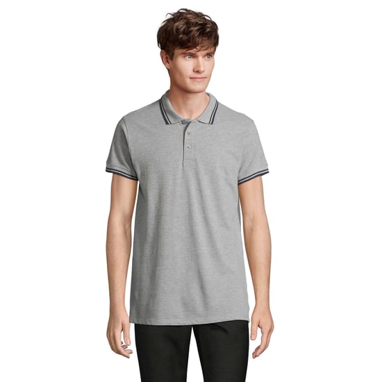 SOLS - "Pasadena" Poloshirt für Herren (Grau meliert/Marineblau) - Image 1