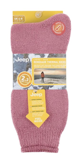 Damen Thermosocke | Jeep | Atmungsaktive Luxus gepolsterte Winterstiefel Socken für Frauen - Rose - Image 2