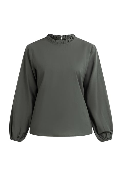 Dreimaster Langarmbluse Damen dunkeloliv - Image 1