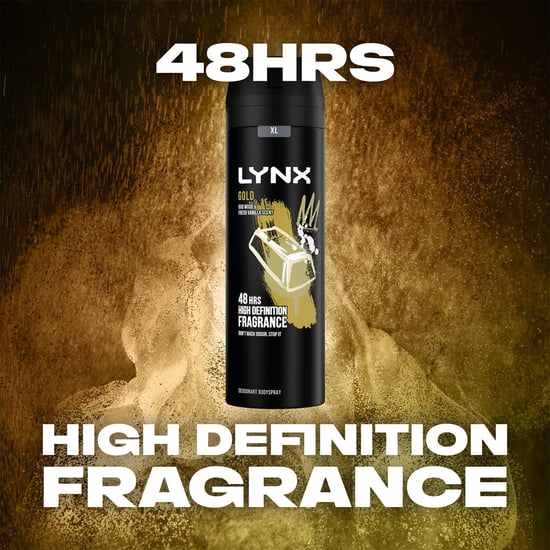 Lynx XL 48-H High Definition Fragrance Gold Body Spray Deodorant 3 Pack, 200ml - Image 4