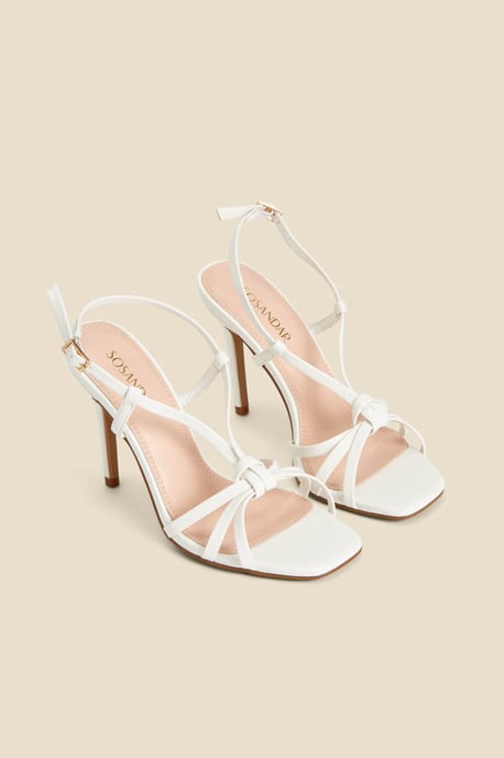 White Strappy Square Toe Sandals