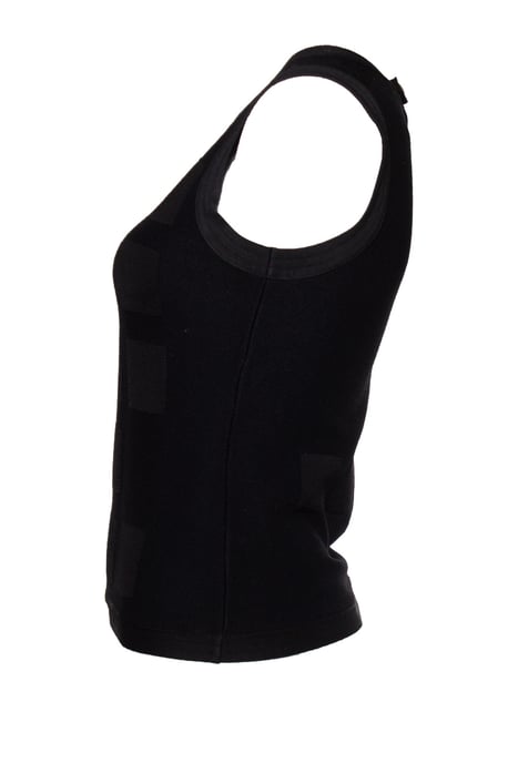 schwarzes gewebtes Top mit strukturiertem Druck - Image 3