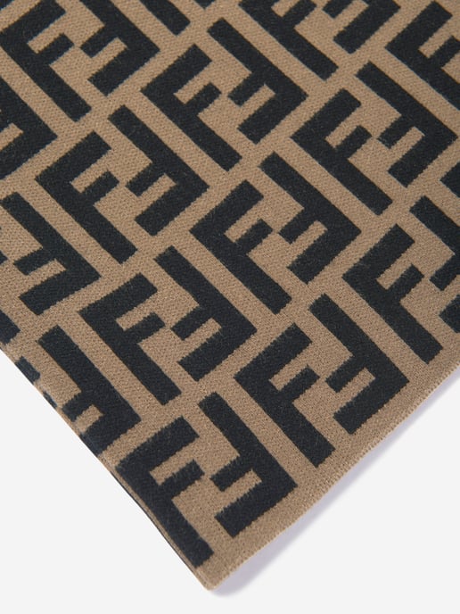 Fendi Girls FF Logo Knitted Dress in Brown
