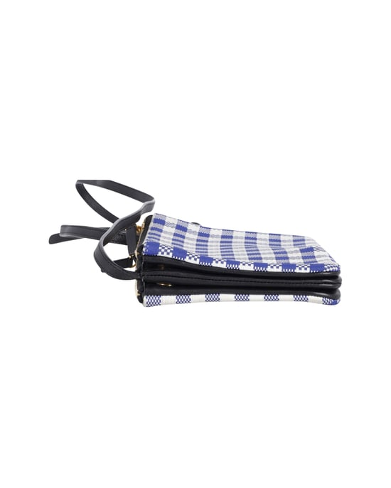 Celine Trio Gingham Umhängetasche aus Baumwolle in Blau und Weiß - Image 5