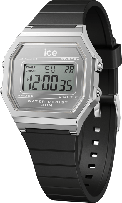 Ice Watch Ice Digit Retro - Metall Silber Spiegel - Schwarze Damenarmbanduhr 022735 - Image 1