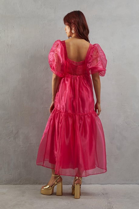 Organza Square Neck Midaxi Dress