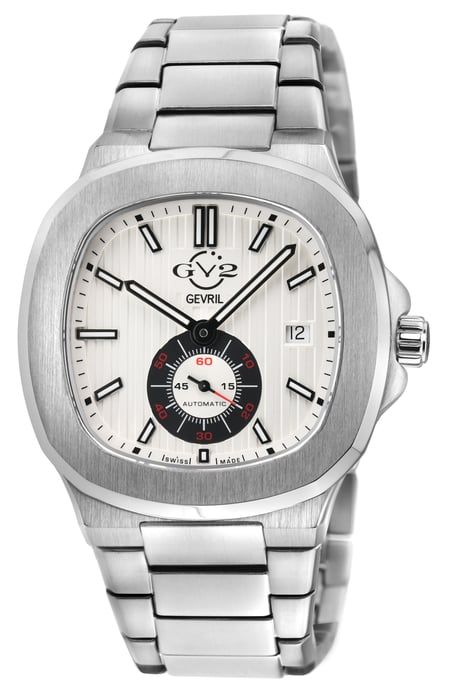 GV2 Men's Potente Swiss Automatic ETA 2895 Silver/Black Dial, 316L Stainless Steel Watch