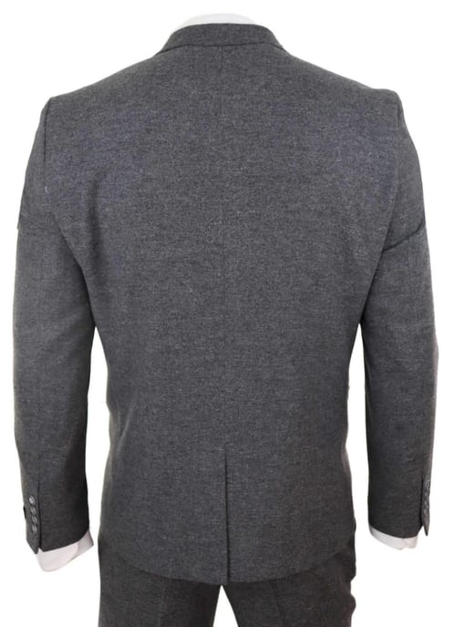 Herren 3-teiliges graues Woll-Tweed Vintage Retro Anzug - Image 6