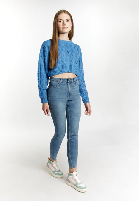 Mymo Kurzer Strickpullover Damen Himmelblau - Image 2