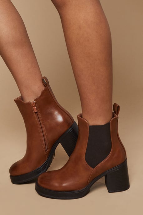 Round Toe Platform Ankle Boots - Image 1